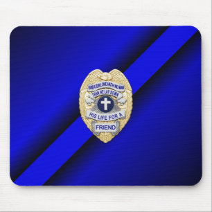 Thin Blue Line Badge Mouse Pad