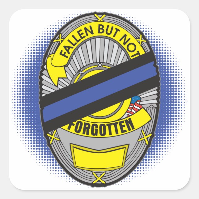 Thin Blue Line Badge Square Sticker (Front)