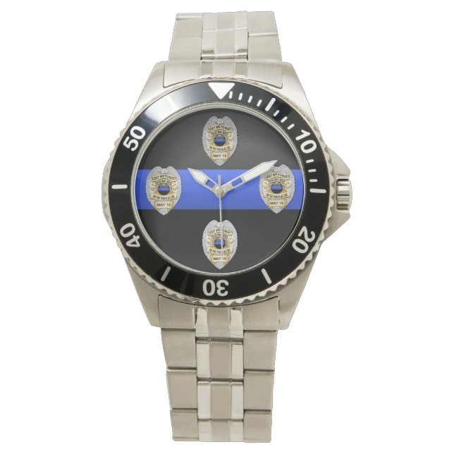 Thin Blue Line Badge Watch (Front)
