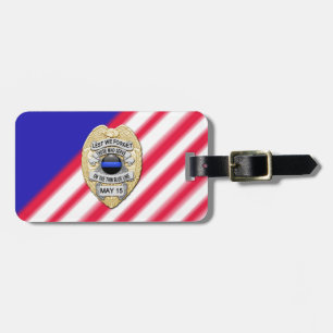 Thin Blue Line Badge with Button on Reverse Luggage Tag