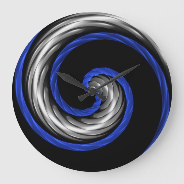 Thin Blue Line Braided Wave Large Clock (Front)