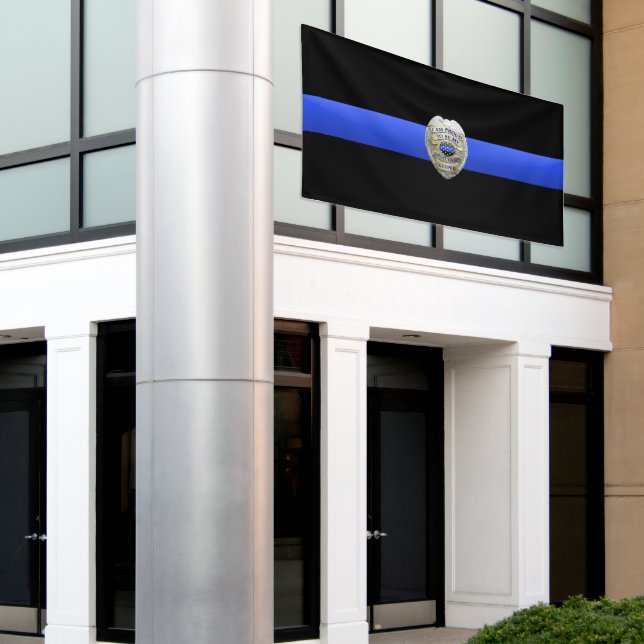 Thin Blue Line Brothers Keeper Badge Banner (Outside Building)