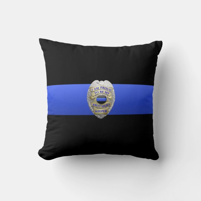 Thin Blue Line Brothers Keeper Badge Cushion (Front)