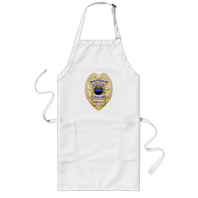 Thin Blue Line Button and Badge Long Apron (Front)
