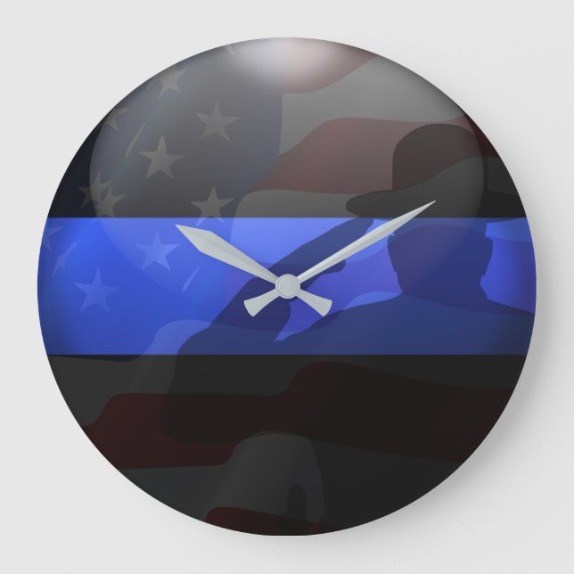 Thin Blue Line Campaign Hat Flag Salute Large Clock (Front)