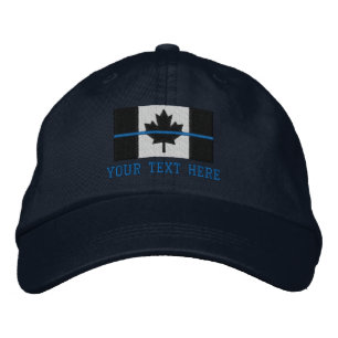 Thin Blue Line Canadian Flag Personalise it Embroidered Hat