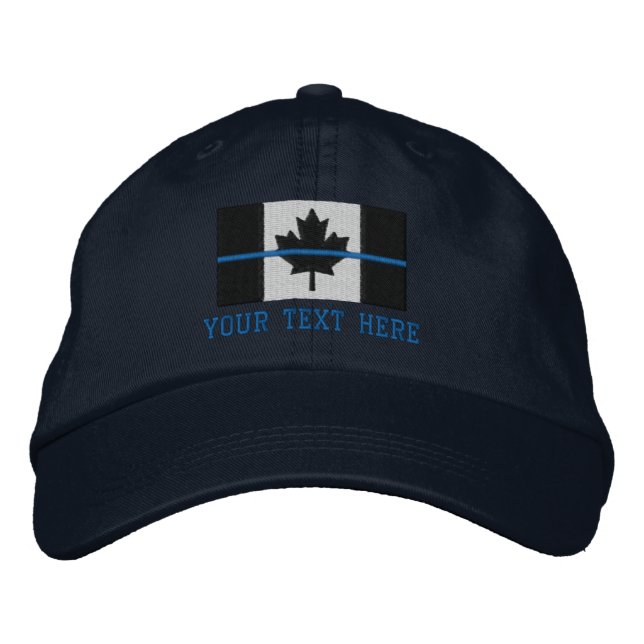 Thin Blue Line Canadian Flag Personalise it Embroidered Hat (Front)