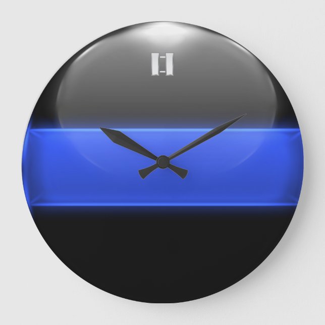 Thin Blue Line Captain Insignia Rank Large Clock (Front)