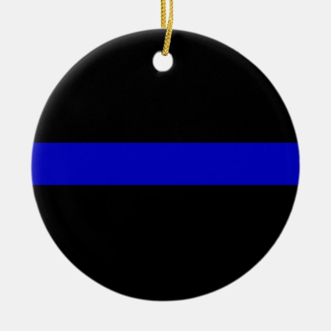 Thin Blue Line Ceramic Ornament (Front)