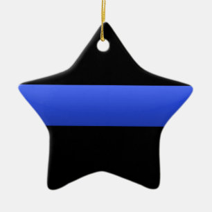 Thin Blue Line Ceramic Tree Decoration