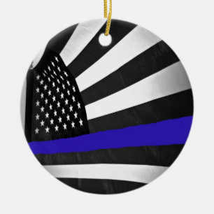 Thin Blue Line Ceramic Tree Decoration