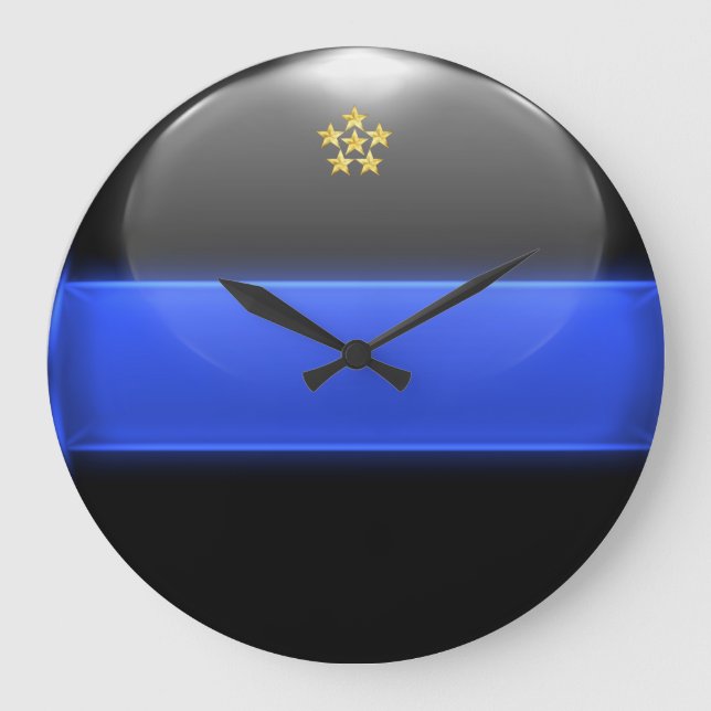 Thin Blue Line Chief Insignia Rank Large Clock (Front)
