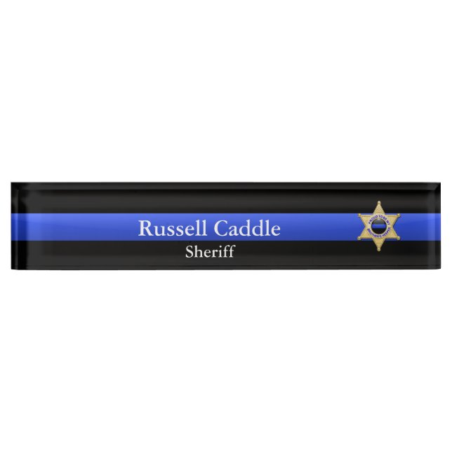 Thin Blue Line - Chief Sheriff Star Badge Nameplate (Front)