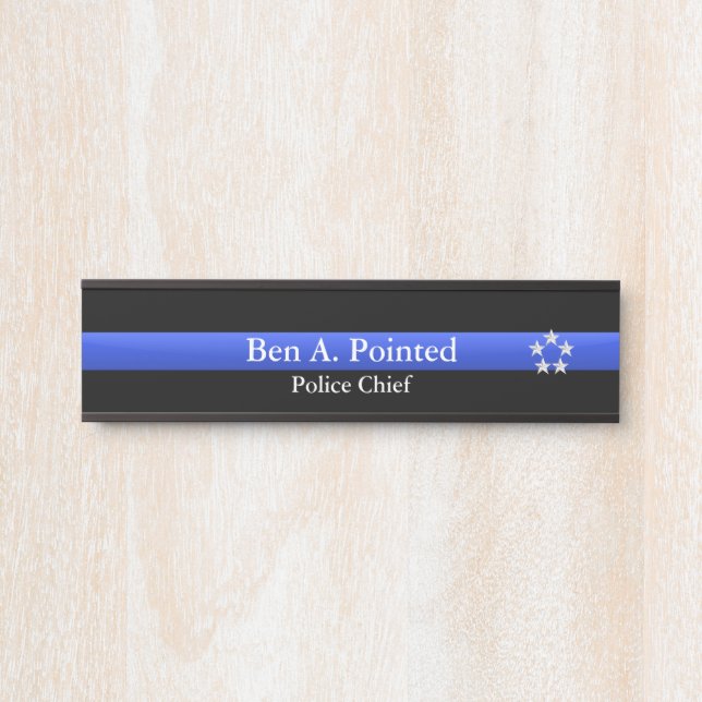 Thin Blue Line - Chief Silver Star Rank  Door Sign (Front)