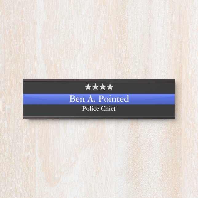 Thin Blue Line - Chief Silver Star Rank  Door Sign (Front)