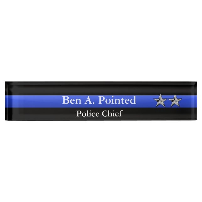 Thin Blue Line - Chief Two Stars Rank Nameplate (Front)