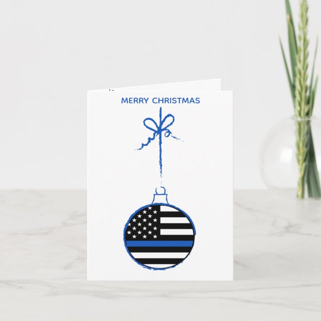 Thin Blue Line Christmas Law Enforcement Police  Holiday Card (Front)