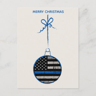 Thin Blue Line Christmas - Police Family Holiday Postcard