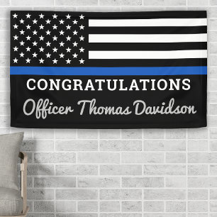 Thin Blue Line Congratulations Police Graduation Banner