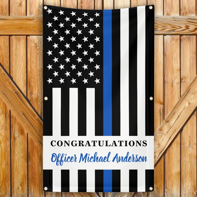 Thin Blue Line Congratulations Police Party Banner (Creator Uploaded)