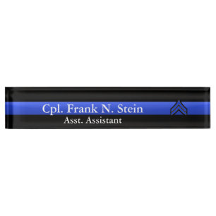 Thin Blue Line - Corporal Stripes Rank Nameplate