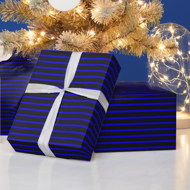 Thin Blue Line Crisp Wrapping Paper (Holidays)