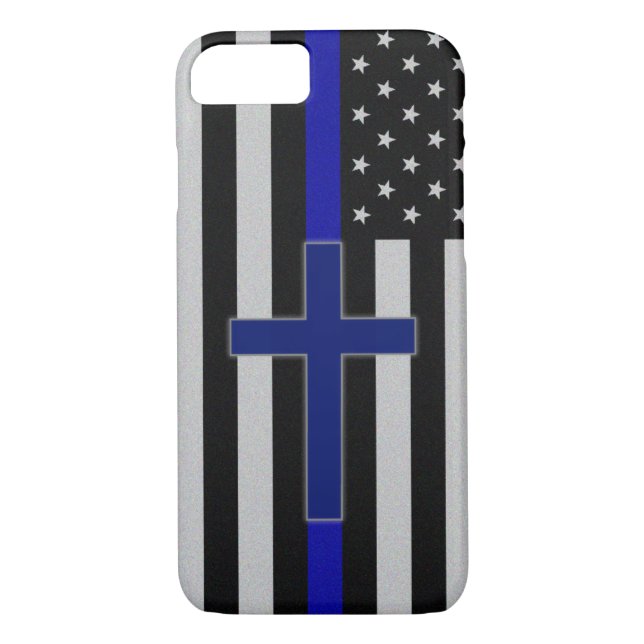 Thin Blue Line Cross - Blue Cross iPhone 7 Case (Back)