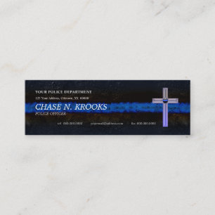 Thin Blue Line Cross Police Officer Mini Business Card