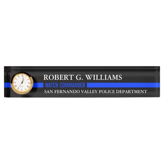 Thin Blue Line Custom Desk Nameplate (Front)