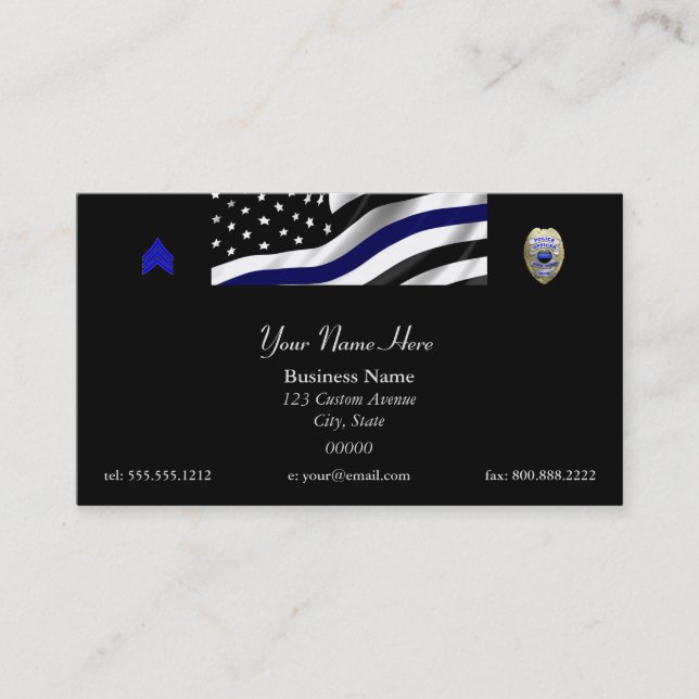 Thin Blue Line Custom Flag and Badge Business Card (Front)