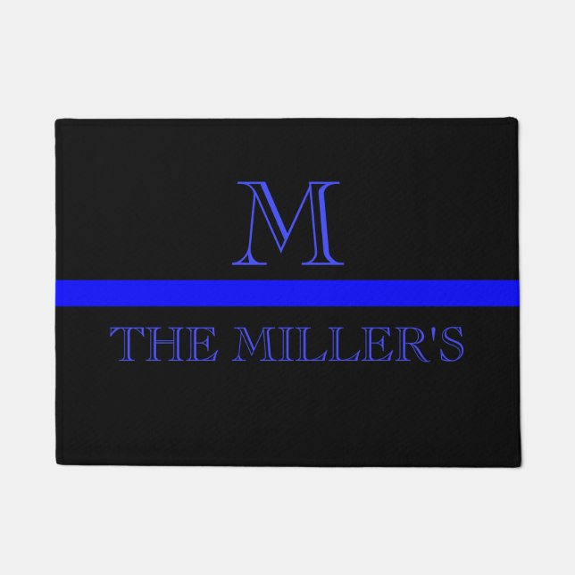Thin blue line Custom Monogram Doormat (Front)