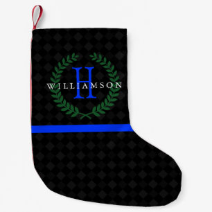 Thin Blue Line Custom Monogram Small Christmas Stocking