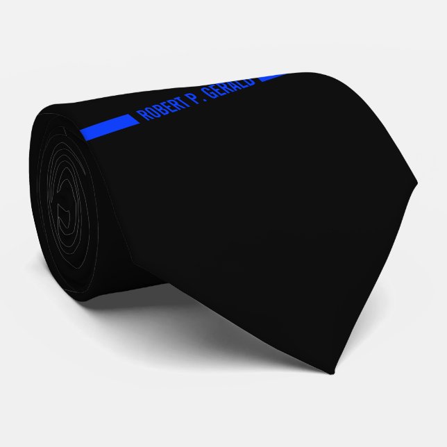 Thin Blue Line Custom Name Stripe Tie (Rolled)