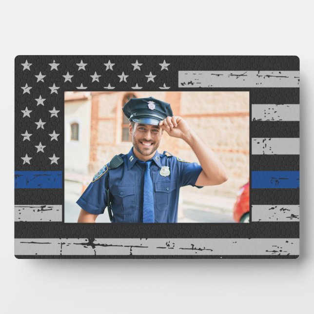 Thin Blue Line Custom Photo PoliceOfficer  Plaque (Front)