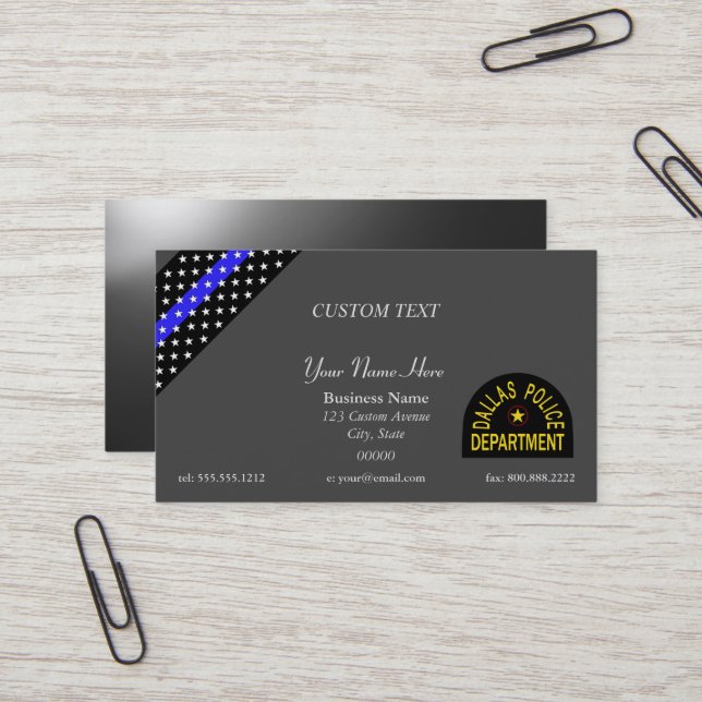 Thin Blue Line Dallas Police Business Card (Front/Back In Situ)