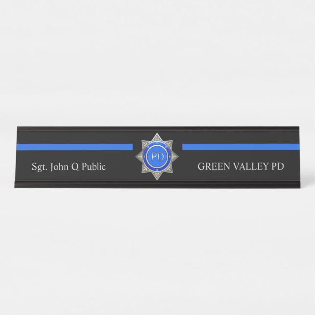 Thin Blue Line Desk Name Plate (Front)