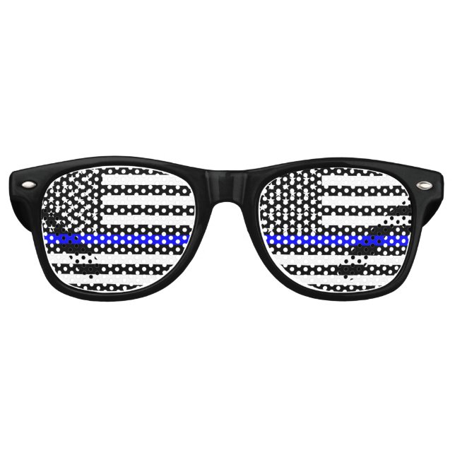 Thin Blue Line Display Decor Retro Sunglasses (Front)