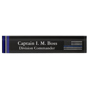Thin Blue Line - Distressed Tattered Flag Nameplat Nameplate