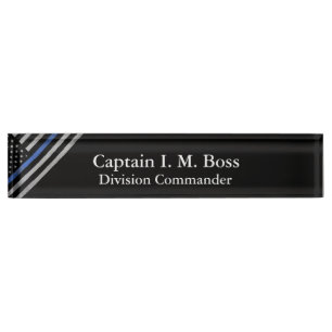 Thin Blue Line - Distressed Tattered Flag Nameplate