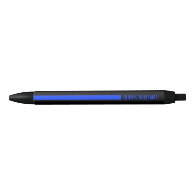 Thin Blue Line Ending With Custom Name or Text Ink Pen (Front)
