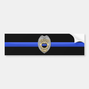 Thin Blue Line Flag & Badge Bumper Sticker