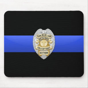 Thin Blue Line Flag & Badge Mouse Pad