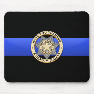 Thin Blue Line Flag & Badge Mouse Pad