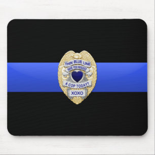 Thin Blue Line Flag & Badge Mouse Pad