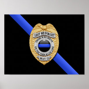 Thin Blue Line Flag & Badge Poster