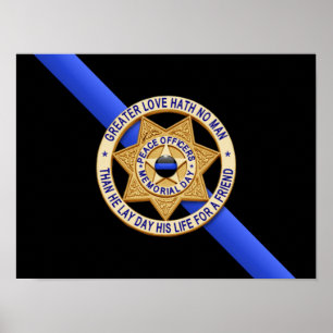 Thin Blue Line Flag & Badge Poster