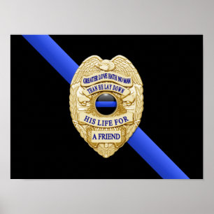 Thin Blue Line Flag & Badge Poster