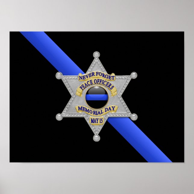 Thin Blue Line Flag & Badge Poster (Front)
