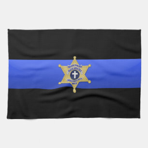 Thin Blue Line Flag & Badge Tea Towel