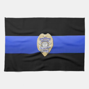 Thin Blue Line Flag & Badge Tea Towel